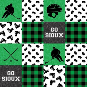 hockey wholecloth - green and black - college ball -  plaid  C20BS