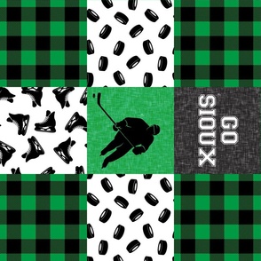 hockey wholecloth - green and black - college ball -  plaid  C20BS (90)