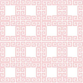 Pink & White Greek Key Squares