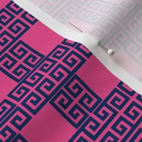 Traditional Greek Key in Hot Pink & Navy Blue