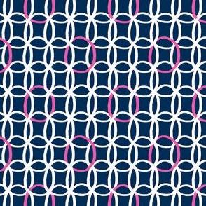  Interlocking Circles - Pink White & Blue
