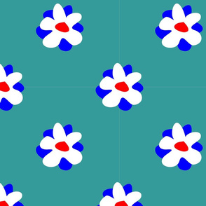 Four color design with blooming flowers