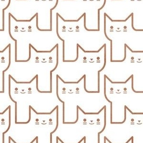 Continuous Line Cats Medium- Geometric Minimalist Cat- Sienna on White Medium- Face Mask