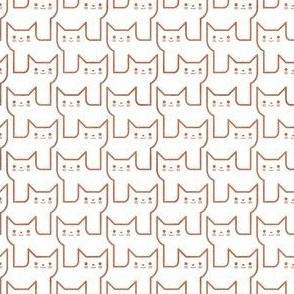 Continuous Line Small Cats-Geometric Minimalist Cat- Sienna on White Small Scale- Face Mask