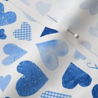 Watercolor Collage Hearts - Blue