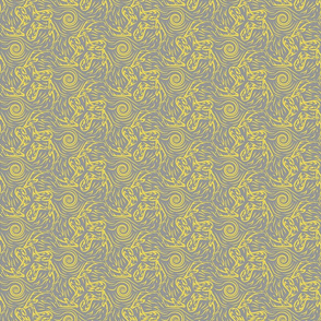 Reindeer Kaleidoscope- Gray and Yellow- Small Scale
