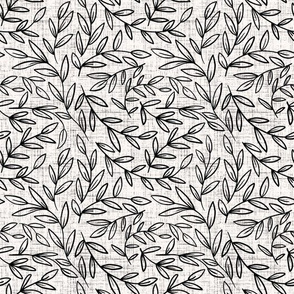 medium scale - refined leaves - black and white - inverse