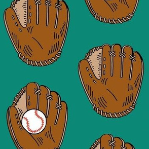 baseball gloves - teal green