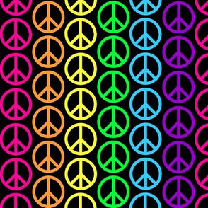 Bright Rainbow Peace Symbols On Black