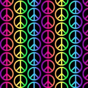 Gradient Bright Rainbow Peace Symbols on Black