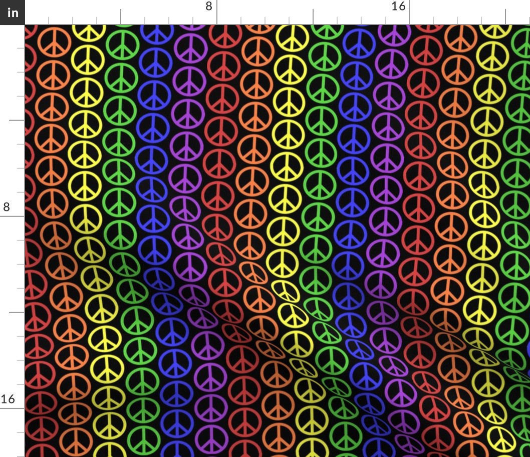 Rainbow Peace Symbols on Black
