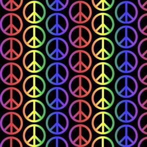 Gradient Rainbow Peace Symbols on Black
