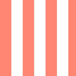 Large Coral Awning Stripe Pattern Vertical in White