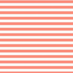 Coral Bengal Stripe Pattern Horizontal in White
