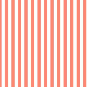 Coral Bengal Stripe Pattern Vertical in White