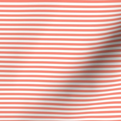 Small Coral Bengal Stripe Pattern Horizontal in White