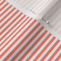 Small Coral Bengal Stripe Pattern Horizontal in White