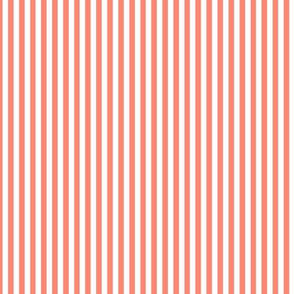 Small Coral Bengal Stripe Pattern Vertical in White