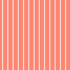 Coral Pin Stripe Pattern Vertical in White