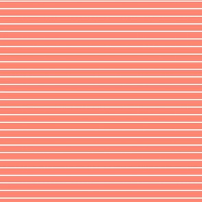 Small Coral Pin Stripe Pattern Horizontal in White
