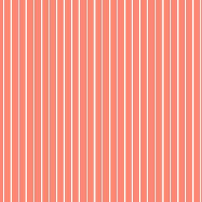 Small Coral Pin Stripe Pattern Vertical in White