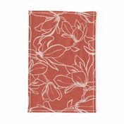 Magnolia Garden Floral - Textured Terra Cotta and Pink Outline Jumbo