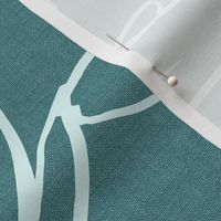 Magnolia Garden Floral - Textured Teal and Aqua Outline Jumbo