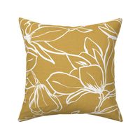 Magnolia Garden Floral - Textured Goldenrod Yellow White Outline Jumbo