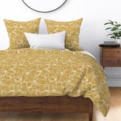 Magnolia Garden Floral - Textured Goldenrod Yellow White Outline Large