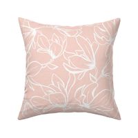 Magnolia Garden Floral - Textured Blush Pink White Outline Large