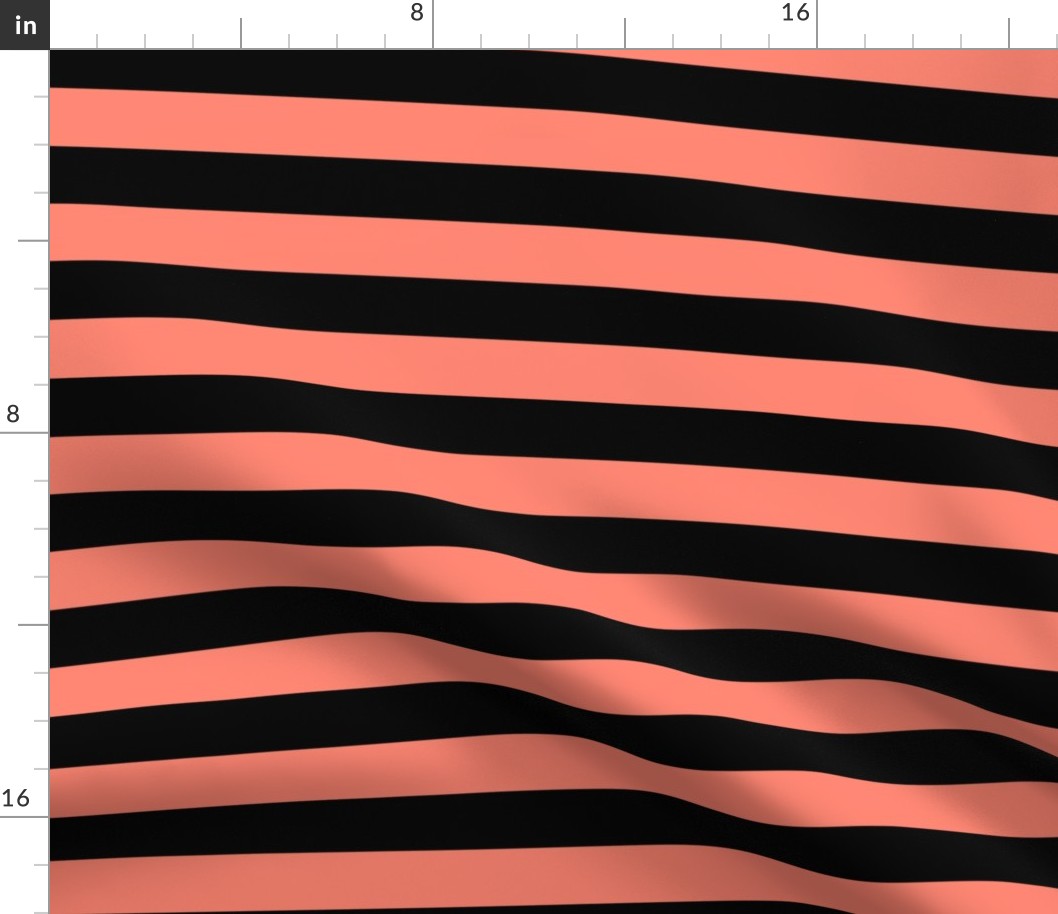 Large Coral Awning Stripe Pattern Horizontal in Black