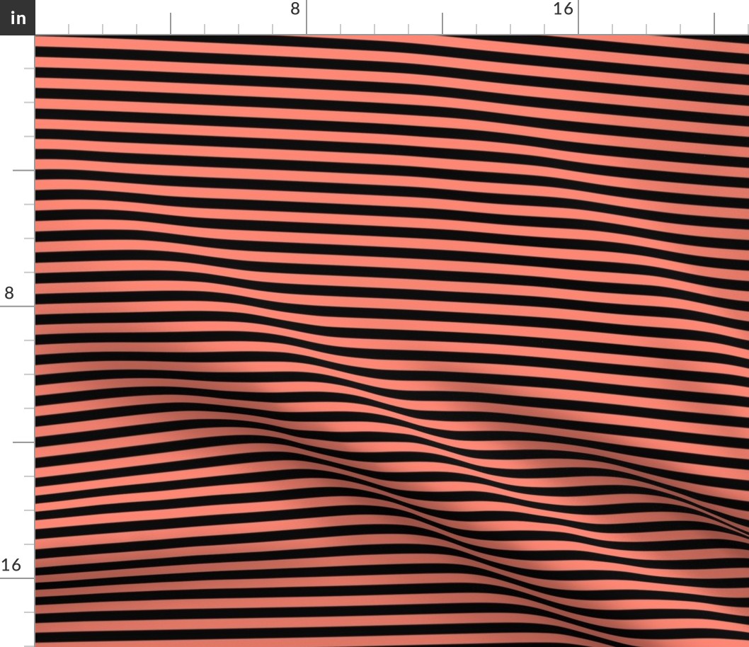 Coral Bengal Stripe Pattern Horizontal in Black