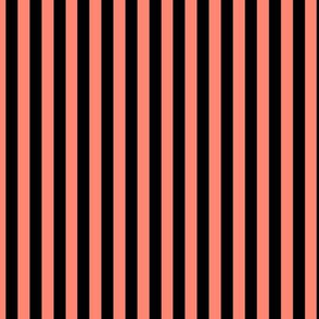 Coral Bengal Stripe Pattern Vertical in Black