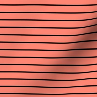 Coral Pin Stripe Pattern Horizontal in Black