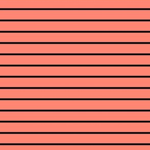 Coral Pin Stripe Pattern Horizontal in Black