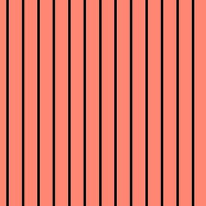 Coral Pin Stripe Pattern Vertical in Black
