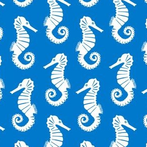 seahorses - bright blue