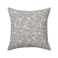 Magnolia Garden Floral - Textured Taupe White Outline Regular