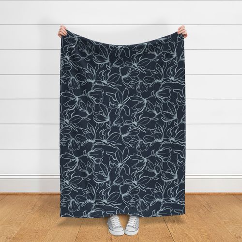 Magnolia Garden Floral - Textured Blue Outline Jumbo