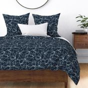 Magnolia Garden Floral - Textured Blue Outline Large