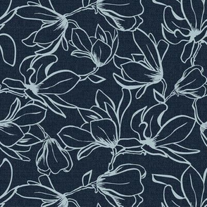 Magnolia Garden Floral - Textured Blue Outline Regular