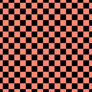 Checker Pattern - Coral and Black