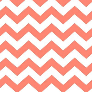 Chevron Pattern - Coral and White