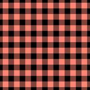 Gingham Pattern - Coral and Black