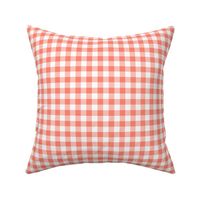 Gingham Pattern - Coral and White