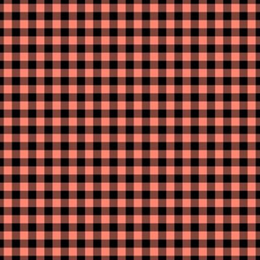 Small Gingham Pattern - Coral and Black