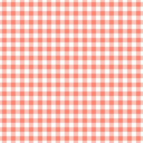 Small Gingham Pattern - Coral and White