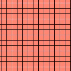 Coral Grid Pattern with Black Lines