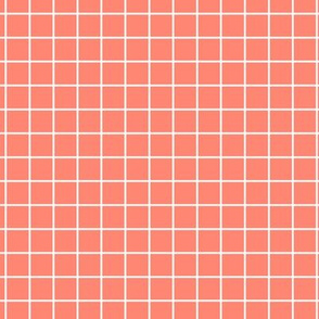 Coral Grid Pattern with White Lines