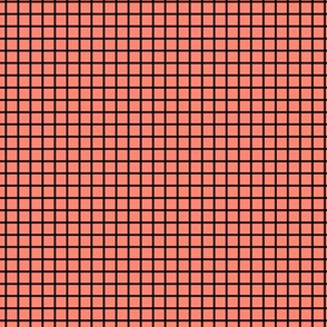 Small Coral Grid Pattern with Black Lines